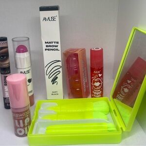 Muse Makeup Set with Lip Gloss and Brow Pencil - Pink and Black